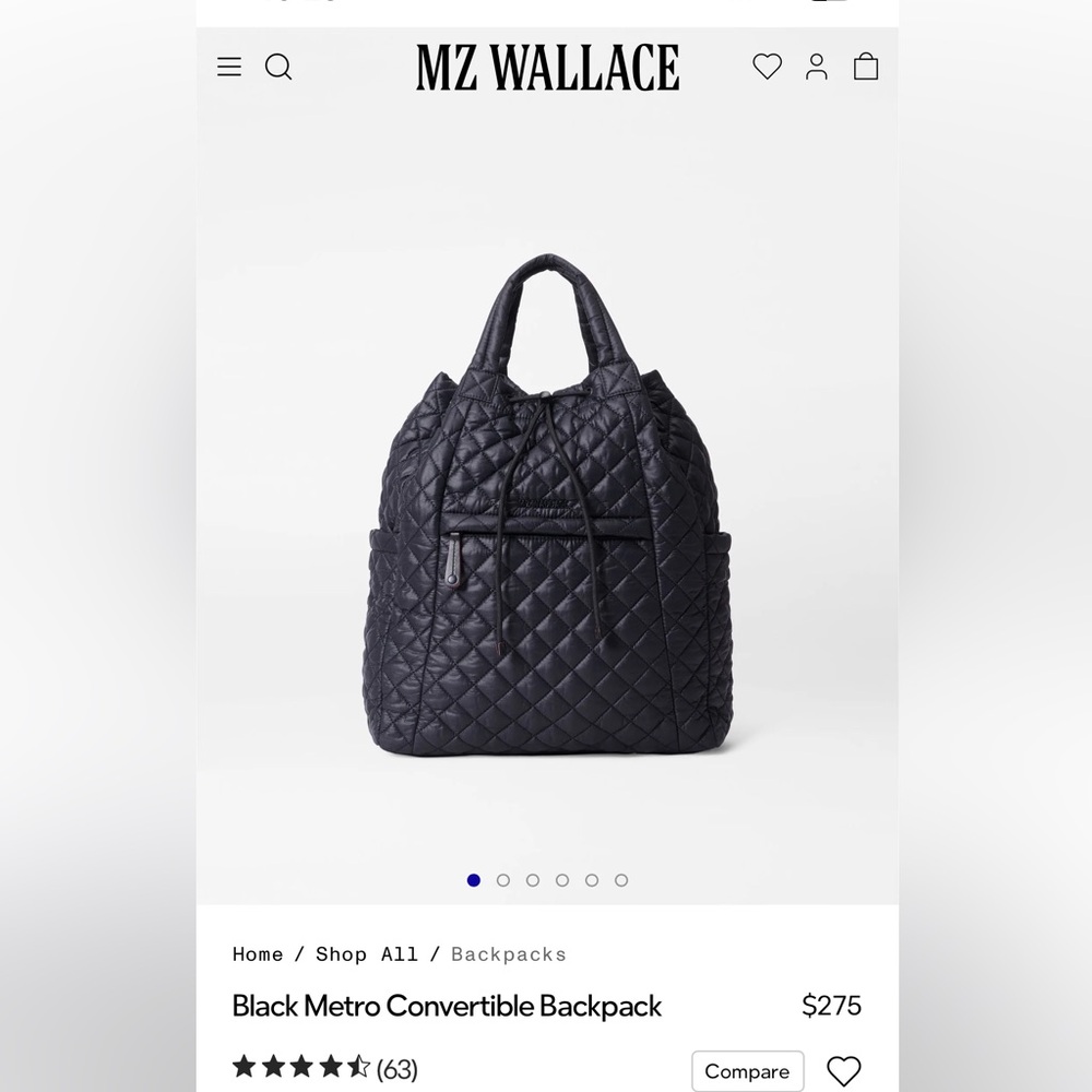 Mz Wallace Black Metro Convertible Backpack